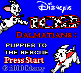 102 Dalmatians Puppies to the Rescue title screen for GameBoy Color
